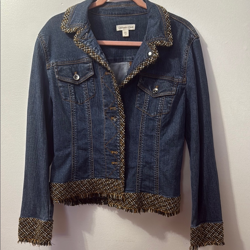 Calvin Klein Brown Trim Blue Jean Jacket